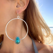 Stamped turquoise hoops in silver