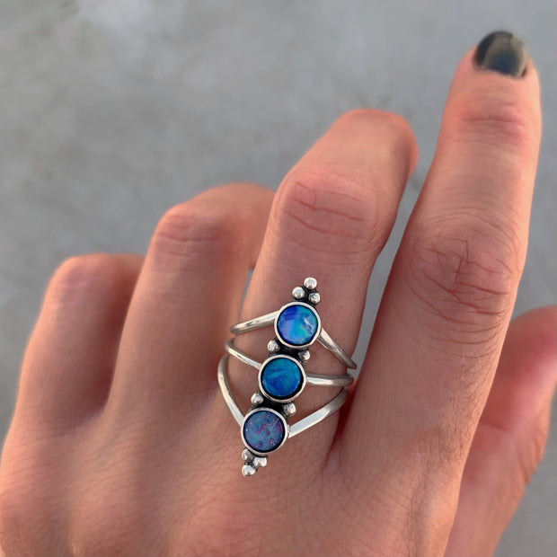 Australian opal ring in silver