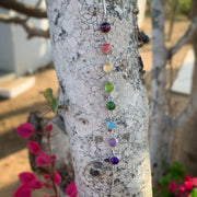 Rainbow gemstone anklet in silver