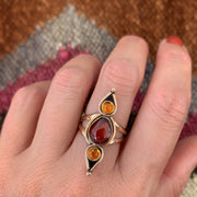 Red spinel & madeira citrine ring in 14K gold-fill