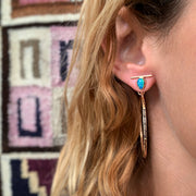 Teardrop opal bar studs with removable hoops in 14K gold-fill