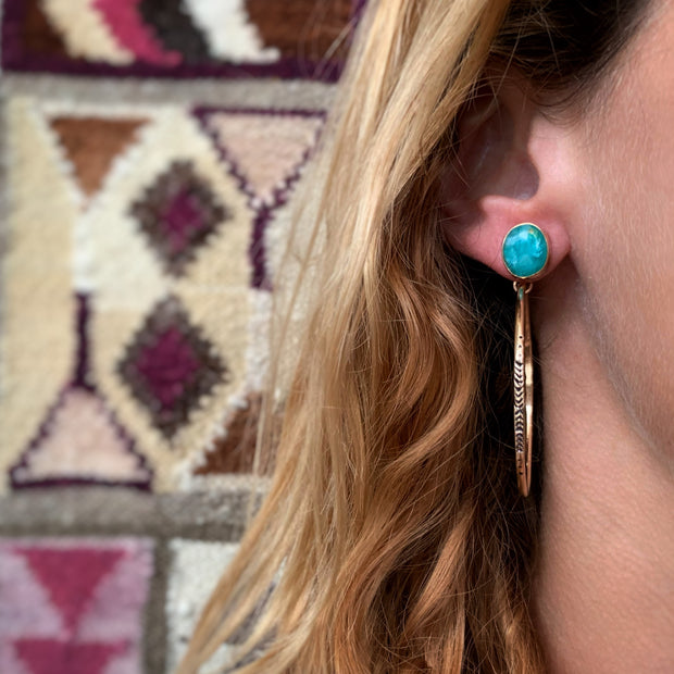 Peruvian opal studs with removable hoops in 14K gold-fill