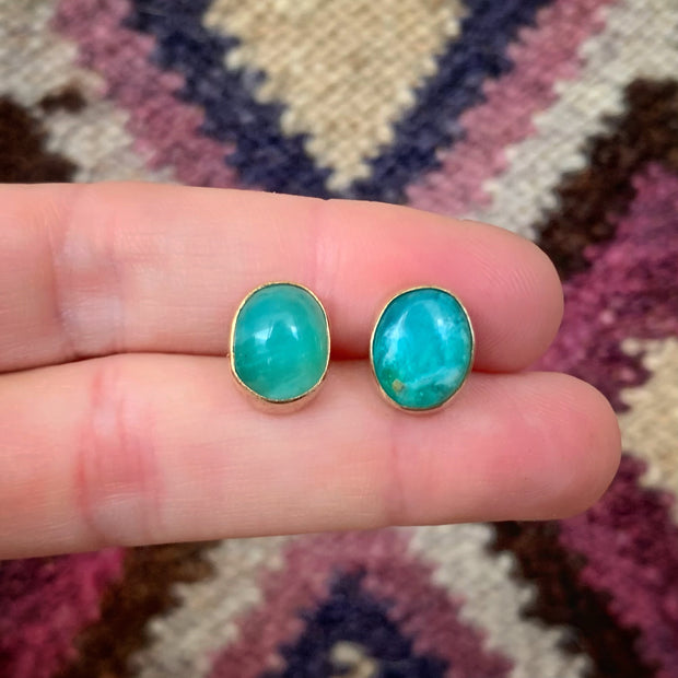 Peruvian opal studs with removable hoops in 14K gold-fill