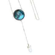 Turquoise & howlite lariat necklace in silver