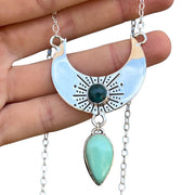 Cascading moon necklace with turquoise
