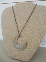 Antique bronze crescent moon necklace