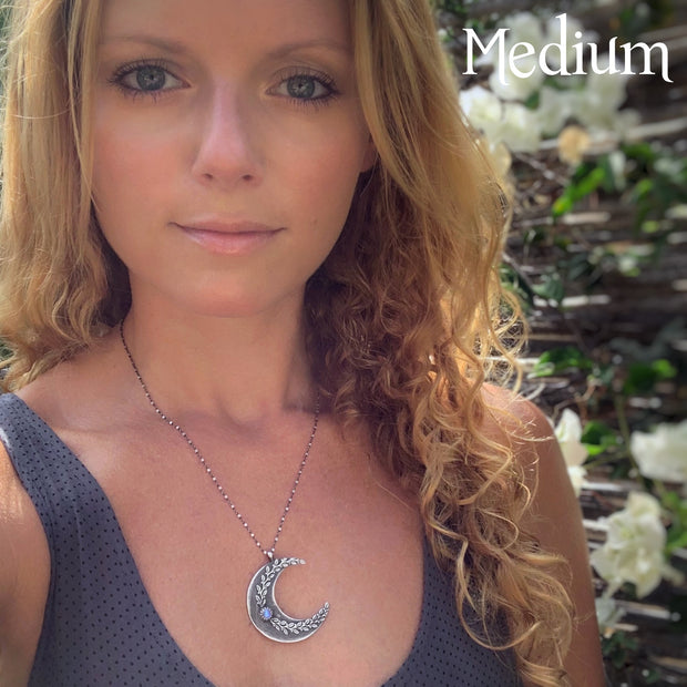 Moon & vine necklaces with moonstone