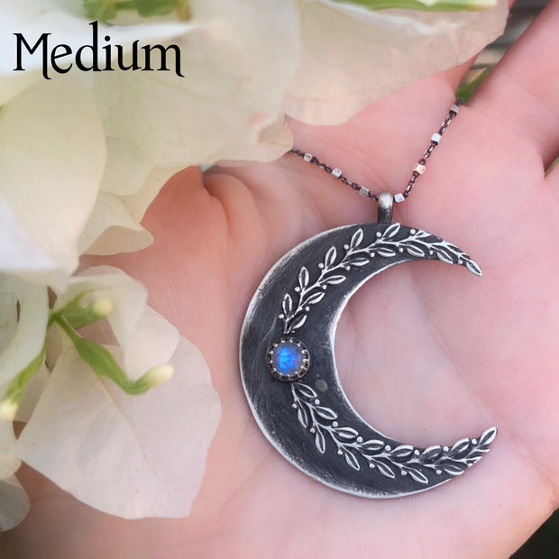 Moon & vine necklaces with moonstone