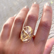 Prong-set rutilated quartz ring in 14K gold-fill - Size 8