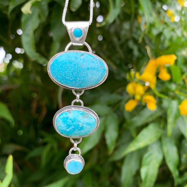 Cascading Campitos turquoise necklace in silver