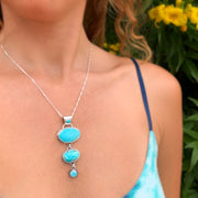 Cascading Campitos turquoise necklace in silver