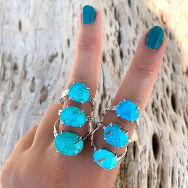 Triple turquoise rings in silver