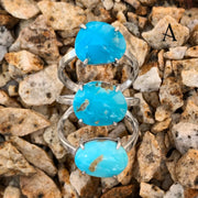 Triple turquoise rings in silver