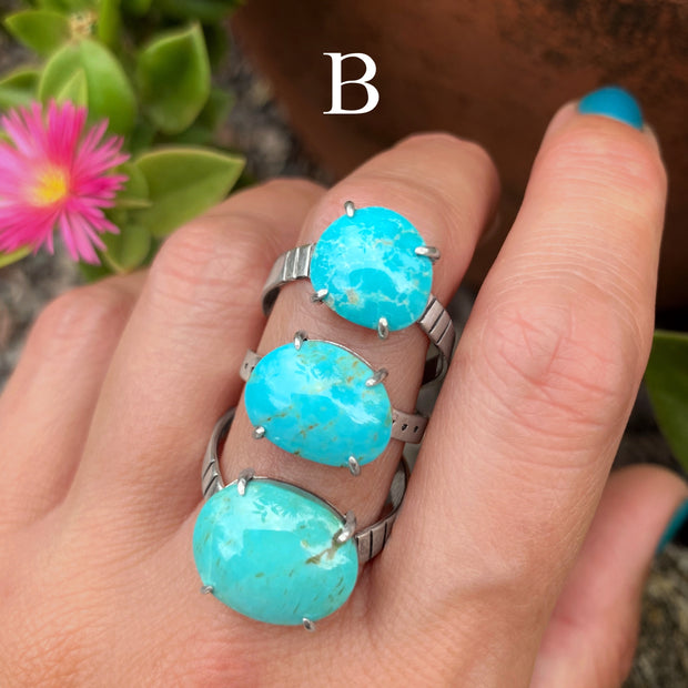 Triple turquoise rings in silver