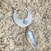 Cascading moon necklace with Australian fire opal & moonstone