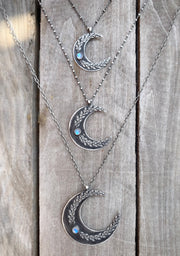 Moon & vine necklaces with moonstone