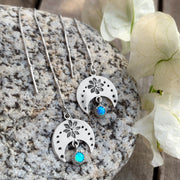 Moon & opal threader earrings in silver