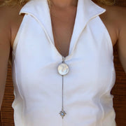 Lepidolite & star lariat necklace in silver