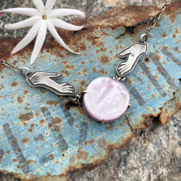 Lepidolite necklace in silver