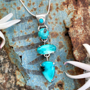 Cascading turquoise necklace in silver