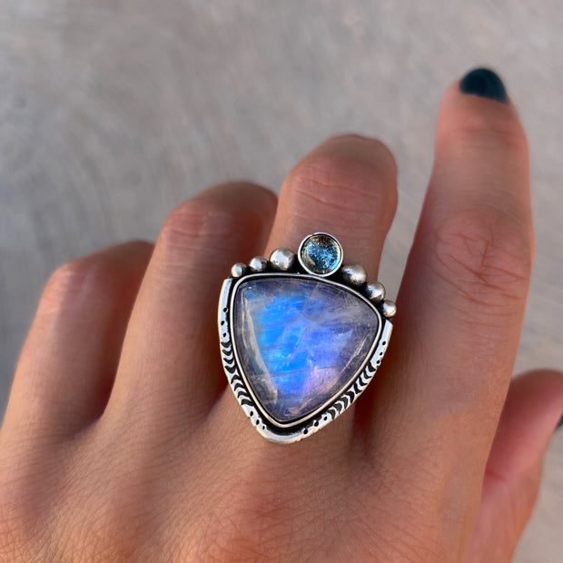 Moonstone and topaz ring or necklace