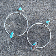 Turquoise studs with removable stamped turquoise hoops