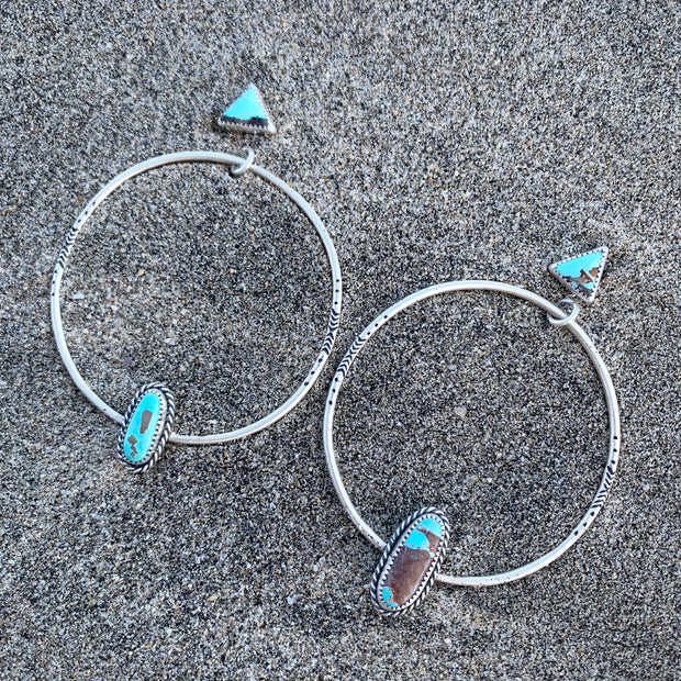 Turquoise studs with removable stamped turquoise hoops