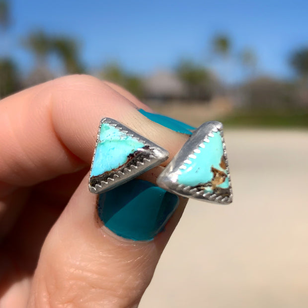 Turquoise studs with removable stamped turquoise hoops
