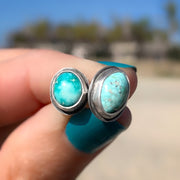Turquoise studs with removable turquoise ear jackets