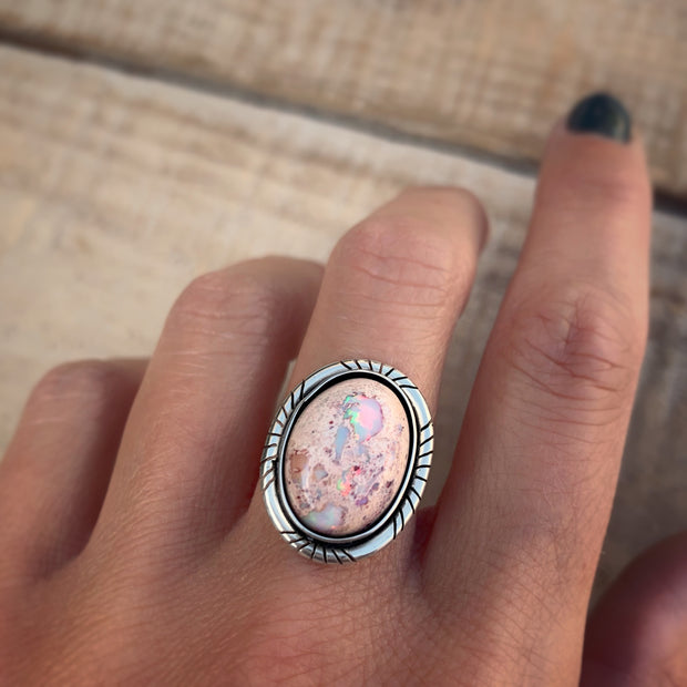 Mexican fire opal ring in silver