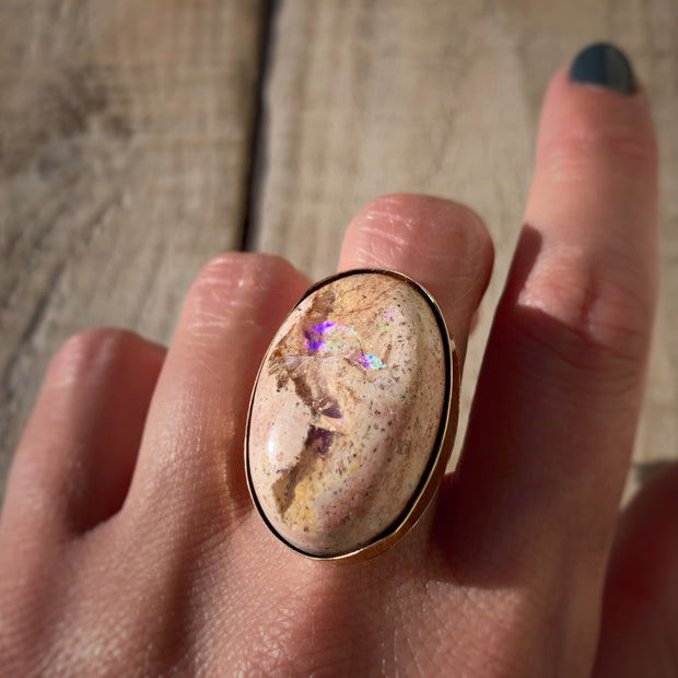Mexican fire opal ring in 14K gold-fill