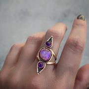 Australian opal & amethyst ring in 14K gold-fill