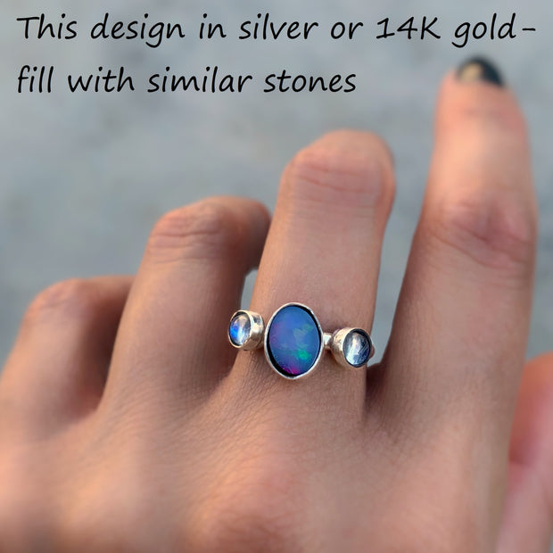 Made-to-order Australian opal & moonstone ring