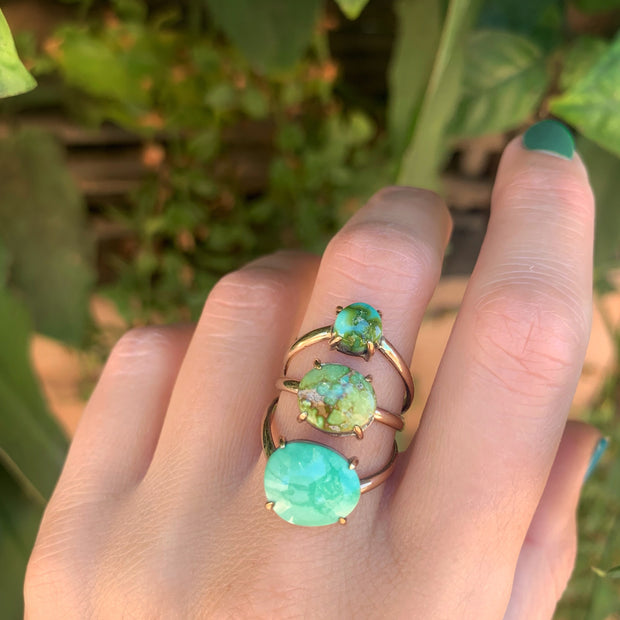 Floating triple turquoise ring in 14K gold-fill - size 6