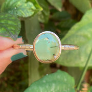 Hand-stamped Tibetan turquoise cuff in 14K gold-fill