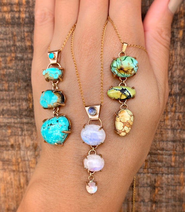 Cascading turquoise necklace in 14K gold-fill