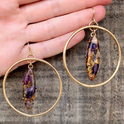Bronze-vein amethyst hoop earrings in 14K gold-fill