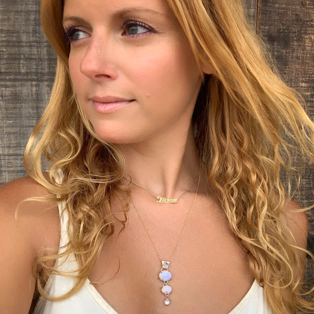 Cascading moonstone necklace in 14K gold-fill