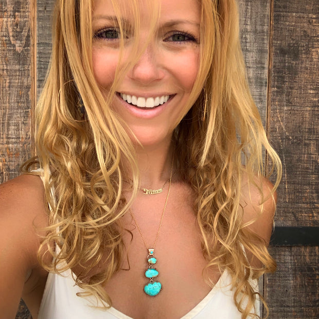 Cascading turquoise necklace in 14K gold-fill