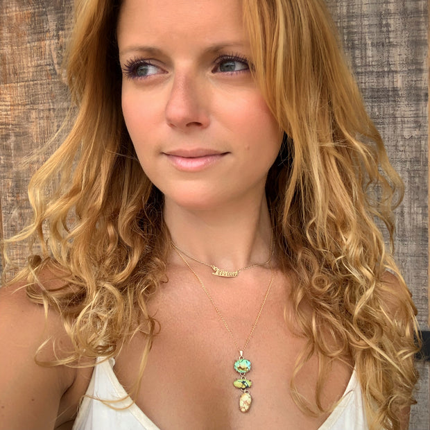 Cascading turquoise necklace in 14K gold-fill