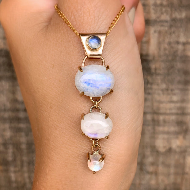 Cascading moonstone necklace in 14K gold-fill