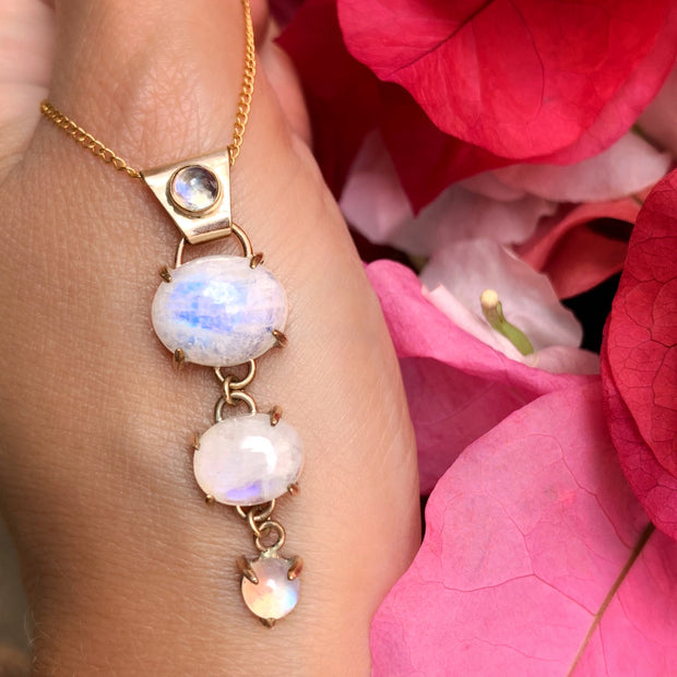 Cascading moonstone necklace in 14K gold-fill