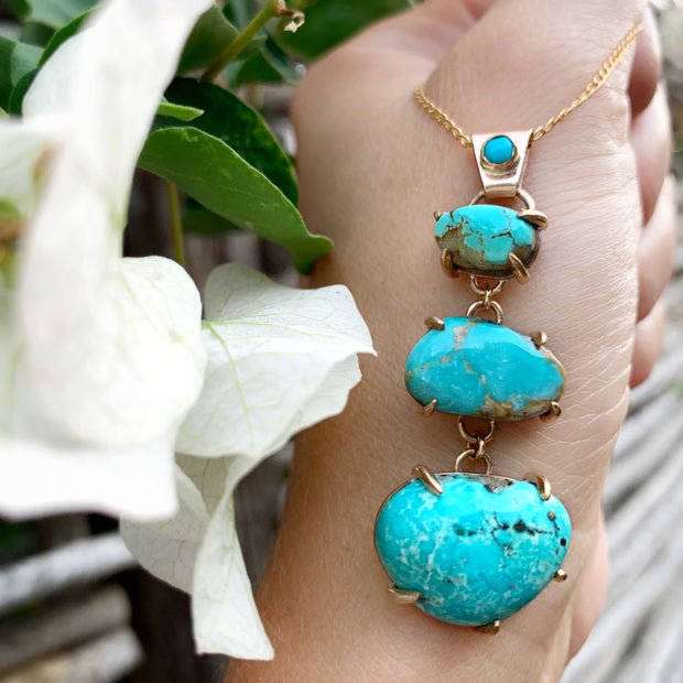 Cascading turquoise necklace in 14K gold-fill