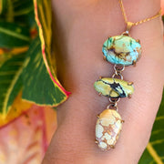 Cascading turquoise necklace in 14K gold-fill