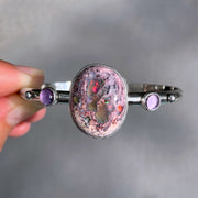 Mexican opal & lavender amethyst cuff in silver