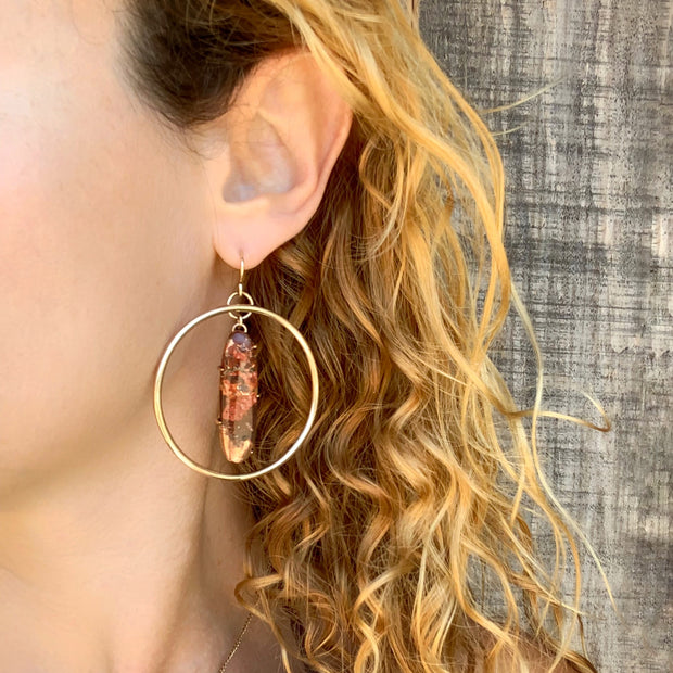 Native copper hoop earrings in 14K gold-fill