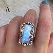 Small Victorian-style rectangular moonstone ring