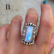 Small Victorian-style rectangular moonstone ring