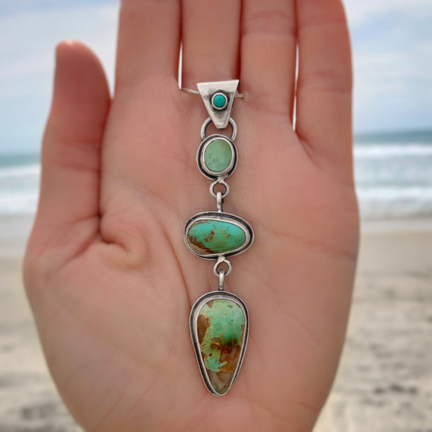 Cascading turquoise necklace in silver