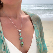 Cascading turquoise necklace in silver
